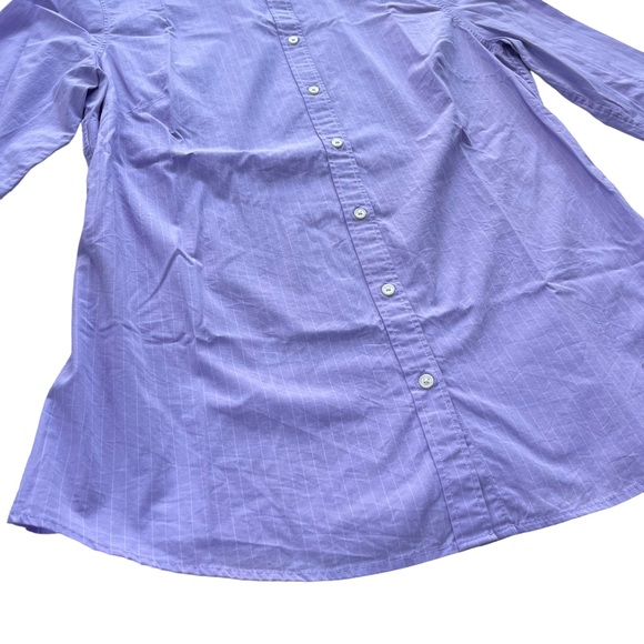 Banana Republic Womens Size 12 Riley Lilac Purple Striped Cotton Blend Button Up - Picture 9 of 12